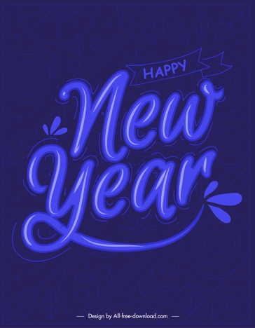 new year banner dark blue design calligraphic decor