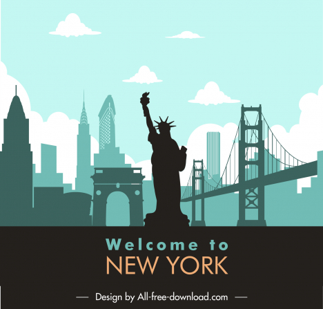 New york city advertising banner silhouette landmark symbols vectors ...