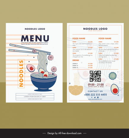 noodle menu template elegant flat classic