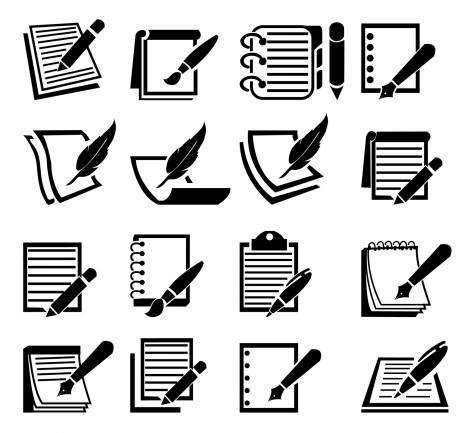 Notebook and Pen icon set