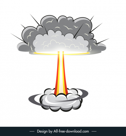 nuclear bomb icon dynamic classical smoke light sketch