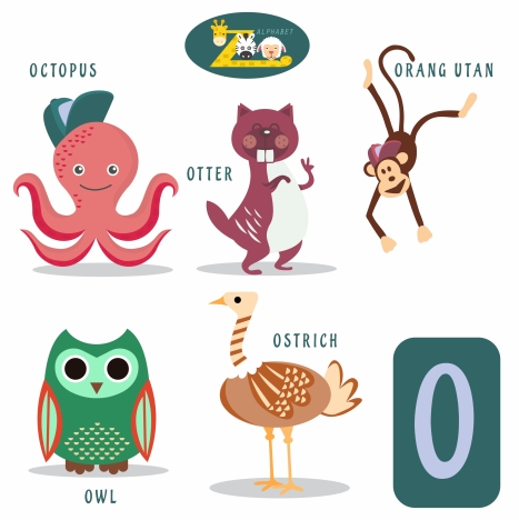 O letter education design with cute animals vectors stock in format for  free download 