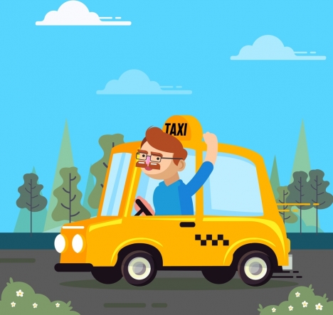 occupation background taxi car driver icons cartoon design