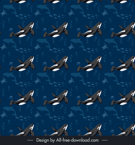 ocean pattern template dark repeating whales sketch silhouette dynamic design