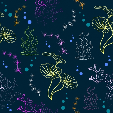 Ocean plants background colorful repeating sketch vectors stock in ...