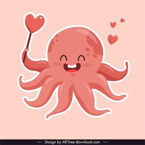 Octopus icons cute funny cartoon character sketch vectors stock in format  for free download 