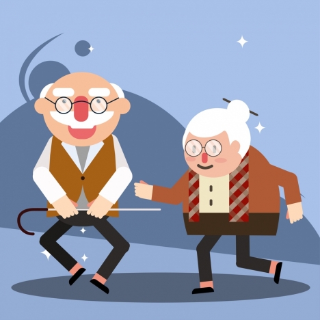 Old age background funny couple icon cartoon characters vectors stock in  format for free download 