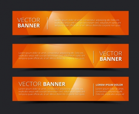orange background horizontal banner vector sets
