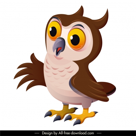 owl bird icon colorful cartoon character sketch