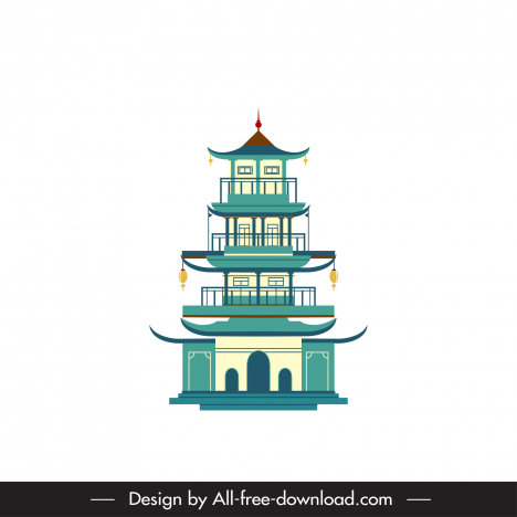 pagoda icon sign classical oriental decor