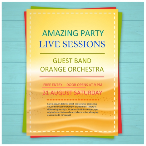 party promotion leaflet design with bright orange background