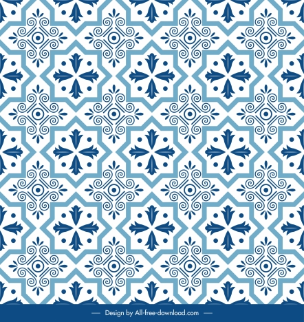 pattern template classical flat blue repeating symmetric decor