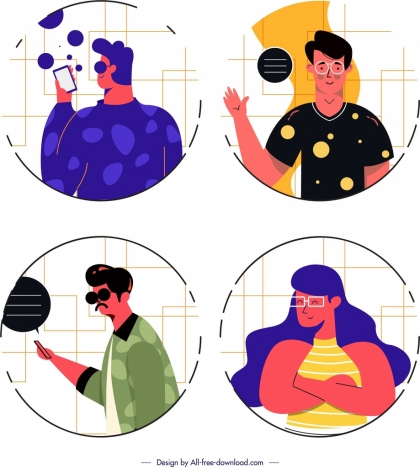 people avatar templates modern lifestyle design cartoon characters