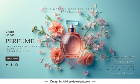 perfume advertising banner  template elegant botany decor
