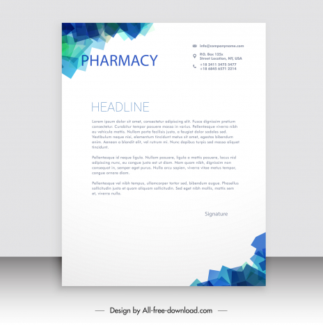Pharmacy Correspondence Letterhead Template Modern 3d Low Polygonal Decor 54994 