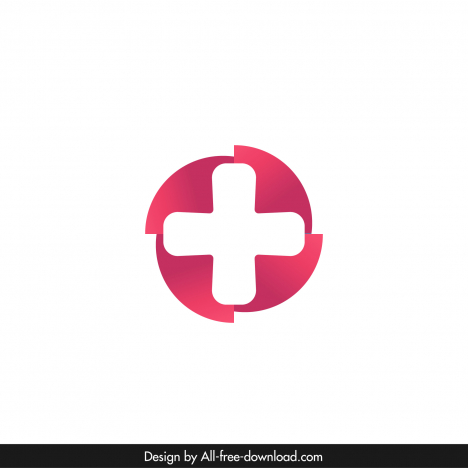 pharmacy logo template isolated circle cross shape symmetric design