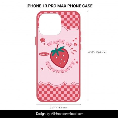 phone case label template flat dynamic strawberry stars