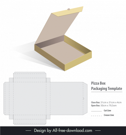 Pizza square box packaging template flat 3d sketch vectors stock in format  for free download 162 bytes