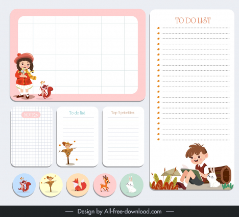 planner journal notepad design elements cute cartoon