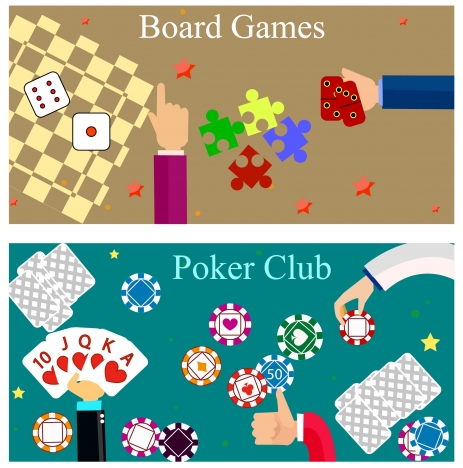 poker board gambling games banner with colorful design