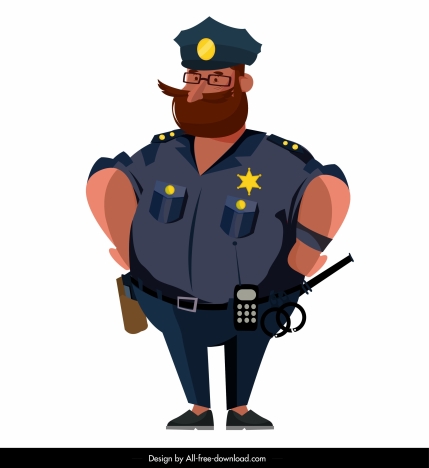 Premium Vector  Cop emblem in handdrawn color in doodle style police  sketch vector illustration