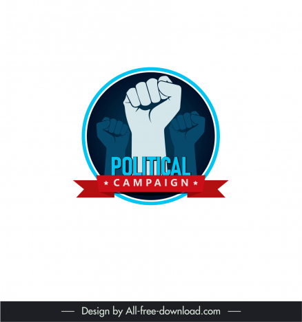 political campaign group logotype isolated fist hands ribbon decor