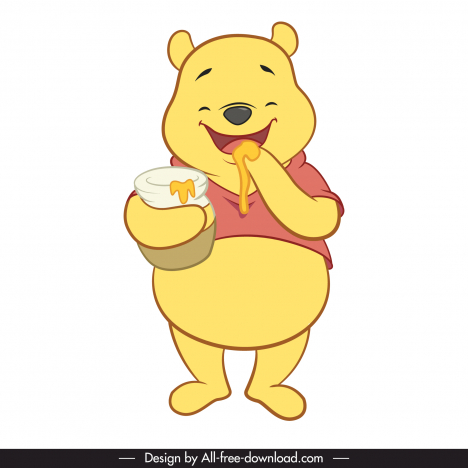 pooh bear cartoon icon lovely handdrawn stylized design