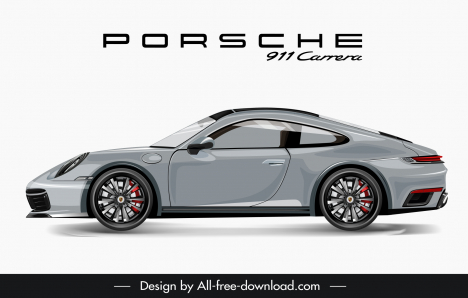 porsche 911 car advertising template shiny modern side view outline