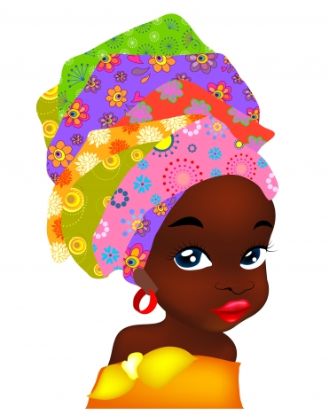 portrait illustration of african woman with traditional hat