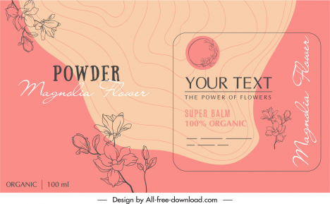 powder label template elegant handdrawn classic floral decor