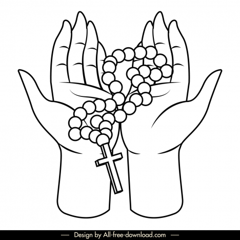 Praying hands logotype holy cross rosary sketch vectors stock in format for  free download 162 bytes