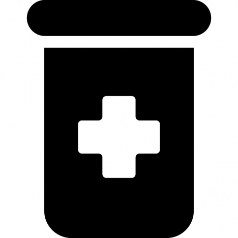 prescription bottle alt sign icon flat contrast black white outline