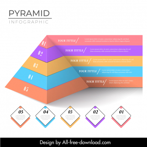 Pyramid chart infographic template elegant 3d shape vectors stock in ...