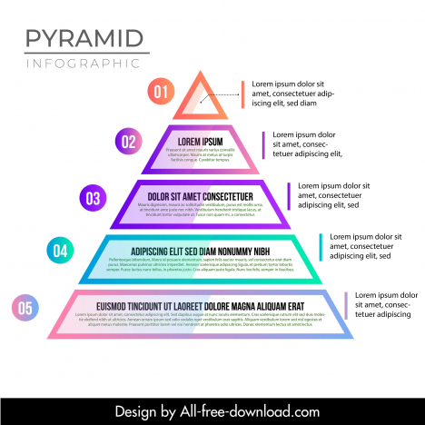 Pyramid chart infographic template elegant flat triangles layers ...