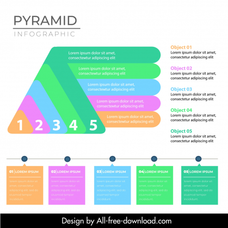 Pyramid chart infographic template modern flat triangles squares shapes ...