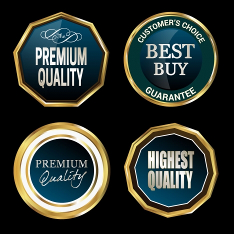 quality certification cycle icons with golden border