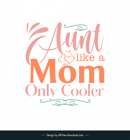 quotes for an aunt poster template classical handdrawn texts hearts curves decor