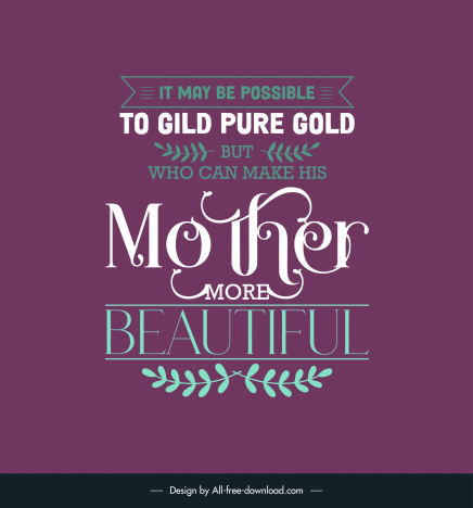 quotes for mom banner template flat elegant symmetric texts leaves decor