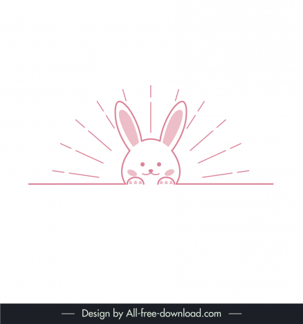 rabbit cute line art template flat symmetric handdrawn symmetric cartoon sketch