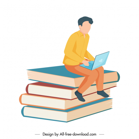reader icon 3d books stack sketch
