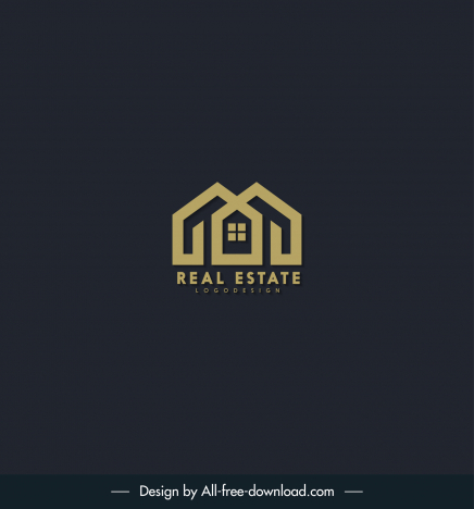 real estate logo template dark flat house window stylization sketch