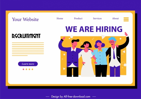 Recruitment webpage template cartoon characters sketch colorful flat  vectors stock in format for free download 