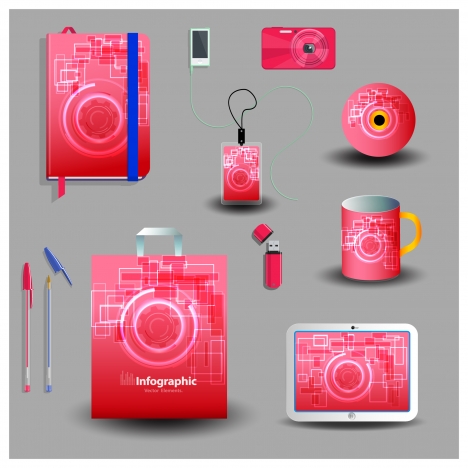 red abstract corporate identity template set