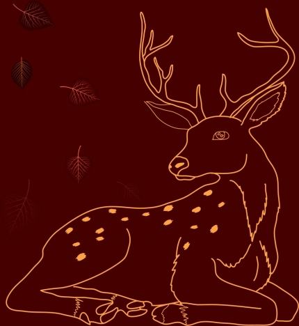 reindeer sketch red background decoration closeup cartoon style