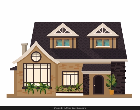 Continuous one line drawing of a little house with garden trees at village.  Nature home exterior hand drawn minimalist sketch concept. Modern single  line draw design vector graphic illustration 2305913 Vector Art