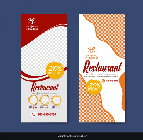 restaurant advertising banner template elegant checkered curves