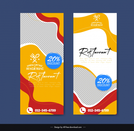 restaurant advertising  templates  checkered curves dynamic