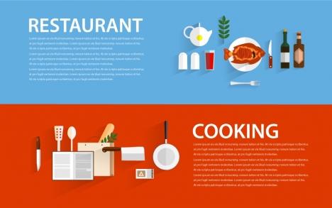 restaurant and cooking promotion banner illustration in flat