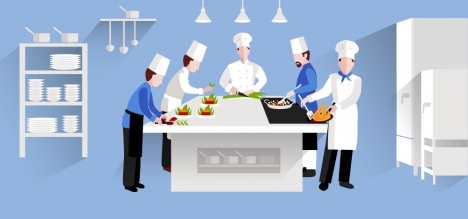 restaurant cooking activities vector design in major white
