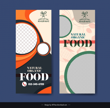 restaurant food menu standee checkered circles curves decor